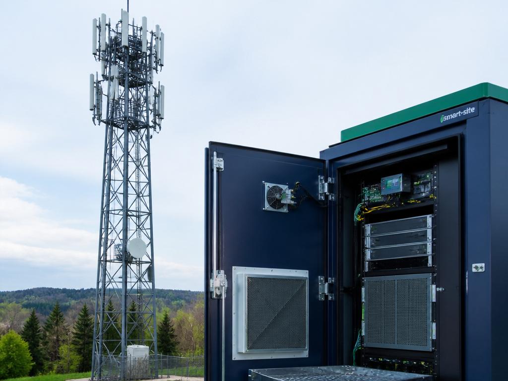 Telecommunications tower and network infrastructure cabinet
